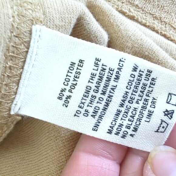 Alex Mill Womens Top Benny Shirt Golden Flax Terry Cloth Button Up Small Retro - Picture 6 of 7